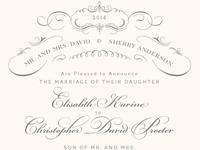 Victorian Wedding Invitation announcement classic classy gray invitation ivory ornaments simple typography victorian vintage wedding