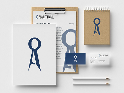 Nautical Showcase blue branding business card clean company design graphicdesign identity illustrator logo logodesign minimalism mock up navigation paper photoshop sea typography