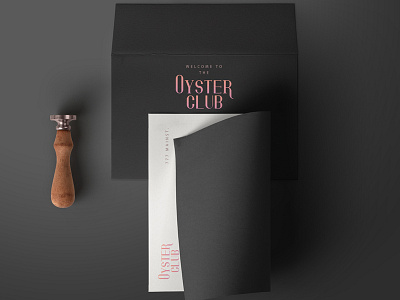 Oyster Club Invitation black branding clean club design elegant envelope gradient graphicdesign illustrator letter logo logodesign minimalism mock up photoshop type typography