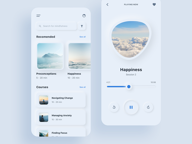 Meditation app by Olha on Dribbble