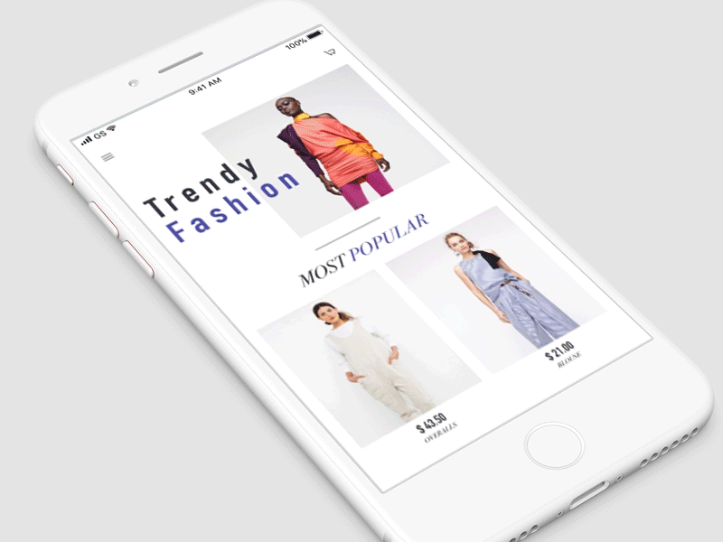 Fashion app menu