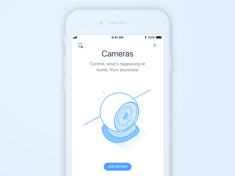 Empty state camera animation for Smart Home mobile app animation app art camera clean design empty state house illustration ios mobile smart home ui