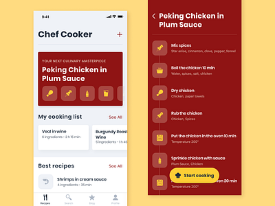 Become your own Chef Cooker app bright clean cook cooking design gamification gourmet minimalistic mobile recipe ui ux