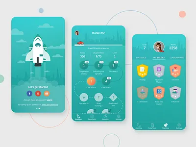 Drive Licence App app bages clean design drive driver test exam gamification leaderboard mobile playful quiz quiz app road statistic test ui ux