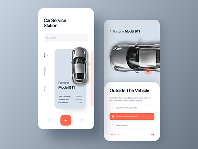 Car Service Station app car cards clean colors concept design ios iphone iphone x mechanic minimal mobile porsche service ui ux vehicle