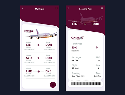 A boarding pass(Flight) animation branding graphic design ui