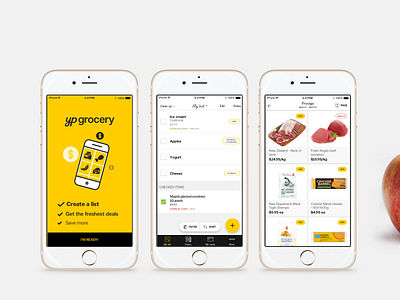 Yp Grocery app - iOs 2018 flyer grocery ios iphone app list mobile ui ux valerie vezina