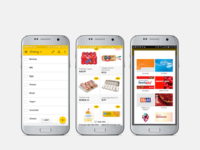 Yp Grocery - Android phone 2018 android app flyers grocery list loyalty cards material design mobile ui ux valerie vezina