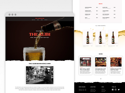 The Alibi Room Landing Page Website beer beer bar company profile website gallagher landing page shameless the alibi the alibi room ui design