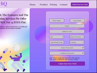 A Simple Glassmorphic Sign up Form Design