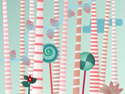Candy forest candy flowers forest green pink sugar trees