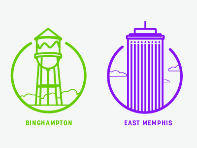 Memphis Neighborhood Badges badge cities city icon set illustration lines monoline neighborhood