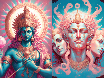Indian Hindu Gods portrait Created with Midjourney ai ai art midjourney portrait