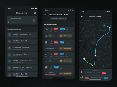 Public Transport App app app design bus city dark dark mode interface map navigation public transport transport ui ux