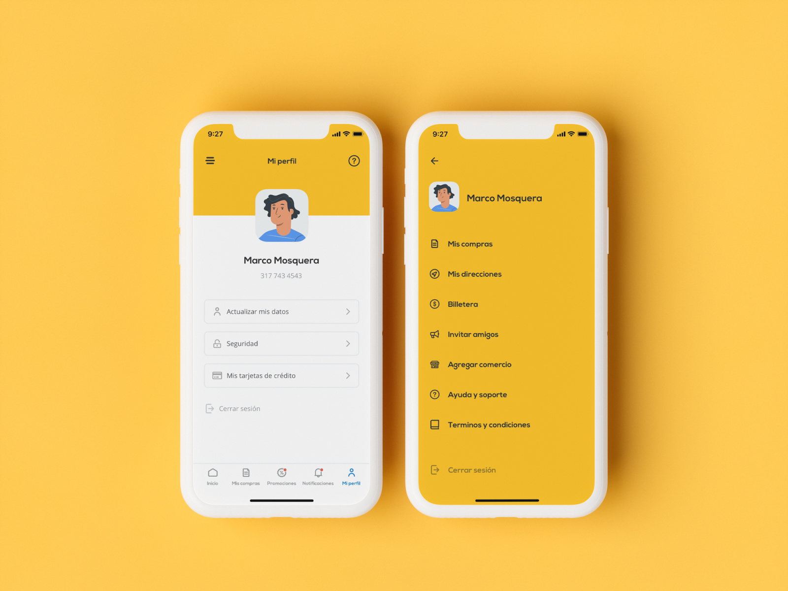 Vecino App - Profile & Menu by Marco Mosquera on Dribbble