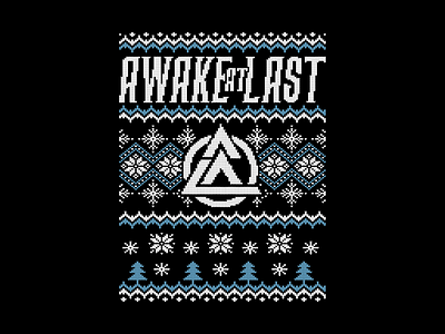 Awake At Last apparel apparel design awake at last band band merch christmas clothing cross stitch design holiday merch sweater texture ugly christmas vector xmas