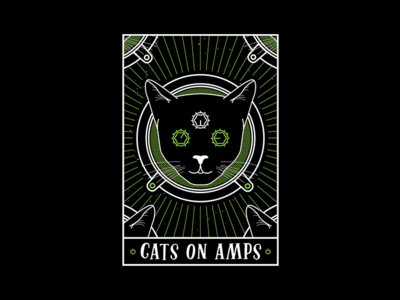 Cats On Amps amps apparel apparel design band band merch cat cats clothing design dials green illustration merch speaker tarot vector