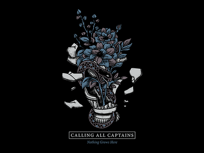 Calling All Captains apparel apparel design band band merch bouquet calling all captains clothing design flowers illustration merch shading shirt snake tee texture vase vector