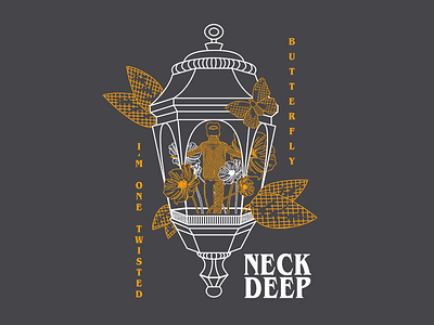 Neck Deep apparel apparel design band band merch butterfly clothing design flowers illustration lantern merch neck deep texture the peace and the panic vector