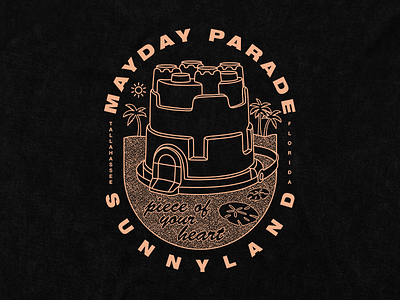 Mayday Parade apparel apparel design band band merch clothing design illustration mayday parade merch palm trees sand sand castle shirt summer sunnyland tee texture vector