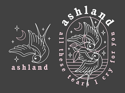 Ashland apparel apparel design ashland band band merch birds clothing design illustration merch minimal monoline over the moon shirt swallow vector