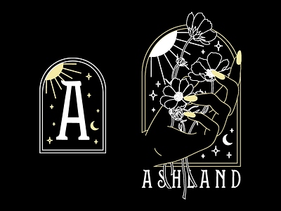 Ashland apparel apparel design ashland band band merch clothing design flowers hand illustration merch monoline moon vector