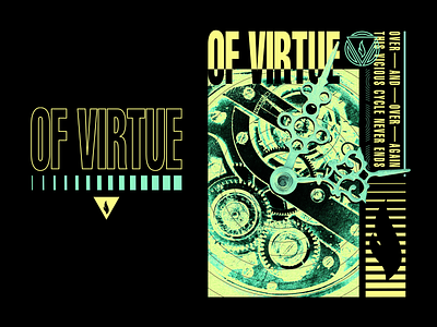 Of Virtue apparel apparel design band band merch clock clothing design gears illustration merch of virtue streetwear texture vicious cycle