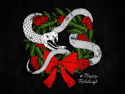 Happy Holidays adobe christmas distressed grunge happy holidays holidays illustrator merry christmas photoshop pinecones snake texture vector wreath