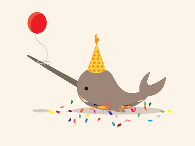 Birthday Narwhal balloon birthday confetti cute illustration narwhal party