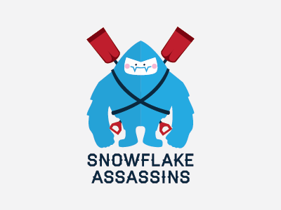 Snowflake Assassins logo yeti snow shovel blue winter haymaker cute monster rockford snow scupting