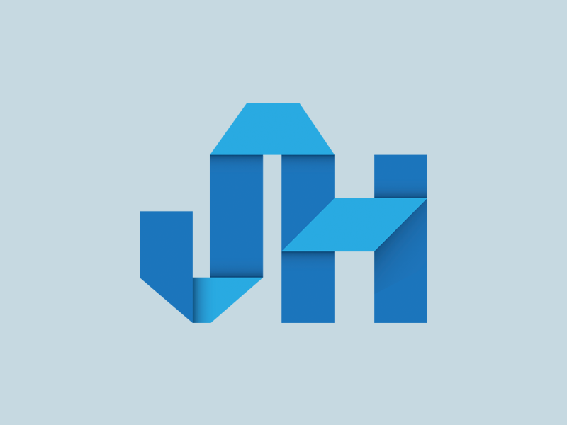 Jordan Hall Creative personal logo blue lettering origami logo