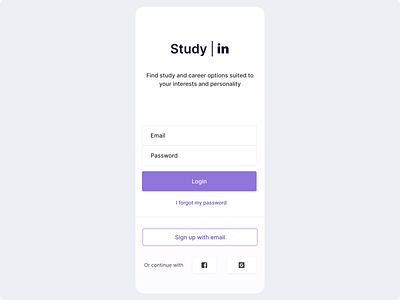 Psychometric based study and career recommendation landing login sign up splash screen