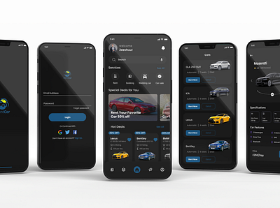 Car booking app app app design beautiful home page booking booking app car booking app car rent cart screen design detail page design graphic design home page login rent app rental app sign up splash screen ui ui ux ux