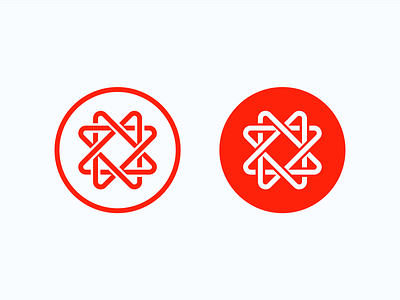 Physics-y logo accelerator cern logo logo design minimalist modern modernist nuclear particle physics red science simple symbol