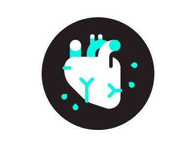 Personal Icons: Heart anatomy aqua color design drip flat heart icon illustration