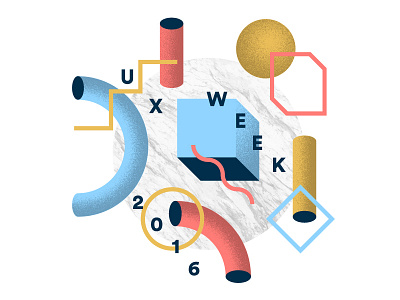 UX Week 3 2016 3d lines long boy marble shapes stairstep texture type wiggle