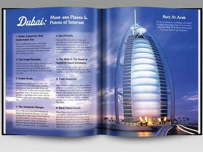 Dubai Travel Publication Layout designer original magazine spread travel