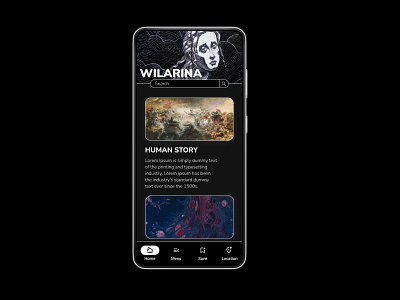 WILARINA MOBILE - DAILY COMPONENT #1 app art web black dark design history myth typography ui