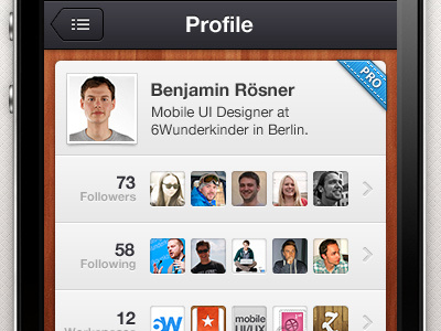 Wunderkit iPhone App - User Profile