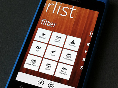Wunderlist for Windows Phone 7 6wunderkinder 7 app filter metro phone starred task tile today todo ui windows wood wunderlist