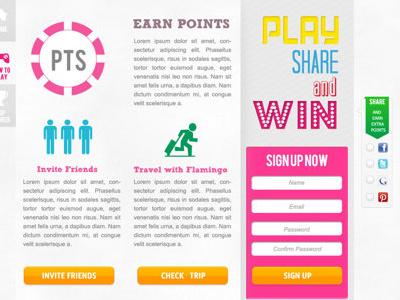 gamification microsite blue game green landing page microsite pink social website