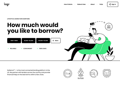 Lifestyle Loans for Everyone branding design illustration line art ui vector web