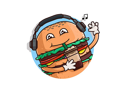 Burger icon illustration mascot vector