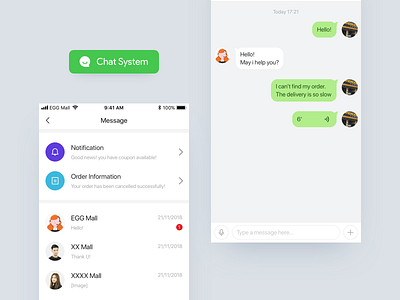 Chat system for mobile chat service ui