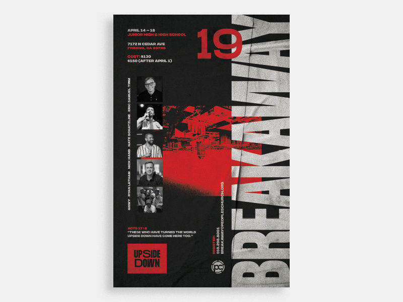 Breakaway Youth Conference design create layout photoshop upsidedown texture promo poster breakaway conference youth
