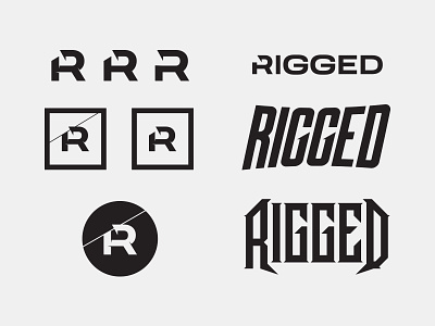 Rigged Logo branding create design fishing fishing logo hook logo logo design logotype r logo rigged typography vector