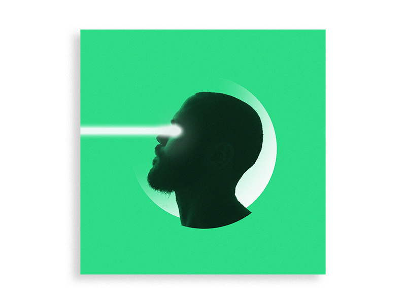 Ps Excersize album art lazer eyes green poster promo photoshop create design