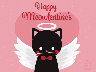 Happy Meowlentines black cat cat character design cupid cat cute cute art february illustration kawaii valentines valentines day vector