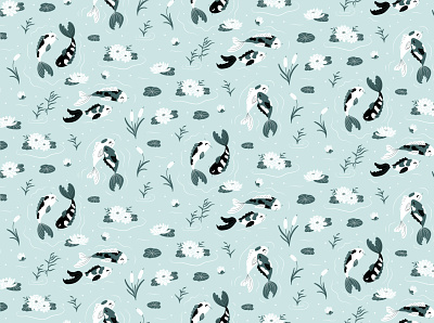 Peaceful Koi fish design illustration pattern pattern design spoonflower surface pattern textile vector