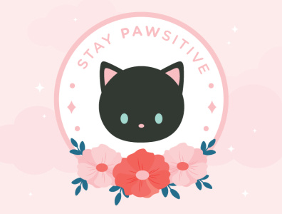 Stay Pawsitive cat character design cute illustration simple